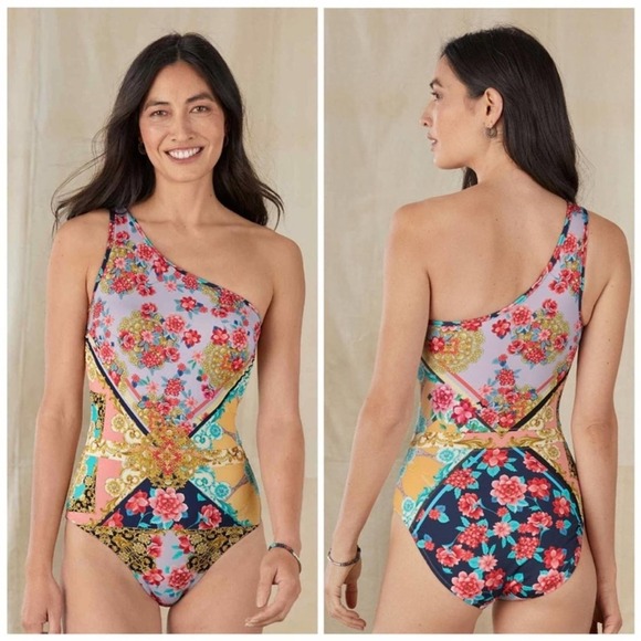 Johnny Was Other - Johnny Was Swimsuit XS Raina One Shoulder 1 Piece One Floral Patchwork Women NWT